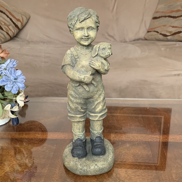Boy & Puppy Dog Better Homes Garden Statue Lawn Indoor Outdoor Decoration Decor - Picture 6 of 7